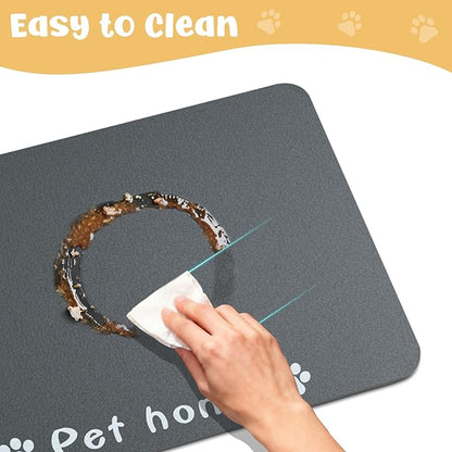 Dog Food Mat, Diatom Ooze Cat Water Mats Non Slip for Floors Waterproof and Water Absorption, Easy to Clean-Paw (15.5" H*23.5" L)