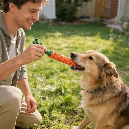 Dog Rope Tug Toy, Carrot Design, for Medium & Large Dogs, Dental Chewing Toy