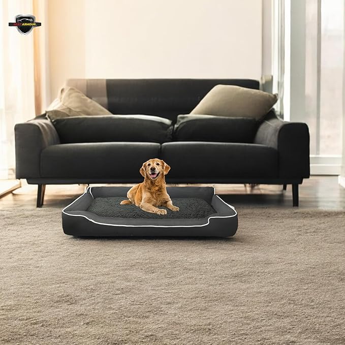 Black, Large Pet Bed Cushion & Car Seat Cover, 52x20x7