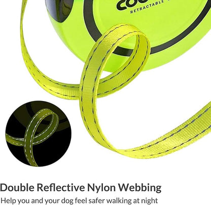 Retractable Dog Leash, 16 ft Pet Walking Leash for Medium Dogs up to 66 lbs, One Button Break & Lock, Heavy Duty, Strong Nylon Tape, Tangle-Free (Green, Medium)