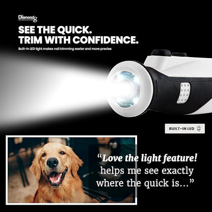 Diamondg Cordless Dog Nail Grinder with Quiet Sound & LED Tip for Large & Small Dogs, 4hrs. Runtime - Electric Dog Nail Trimmer, Heavy Duty Rotary Tool Alternative to Toenail Clippers & Filers