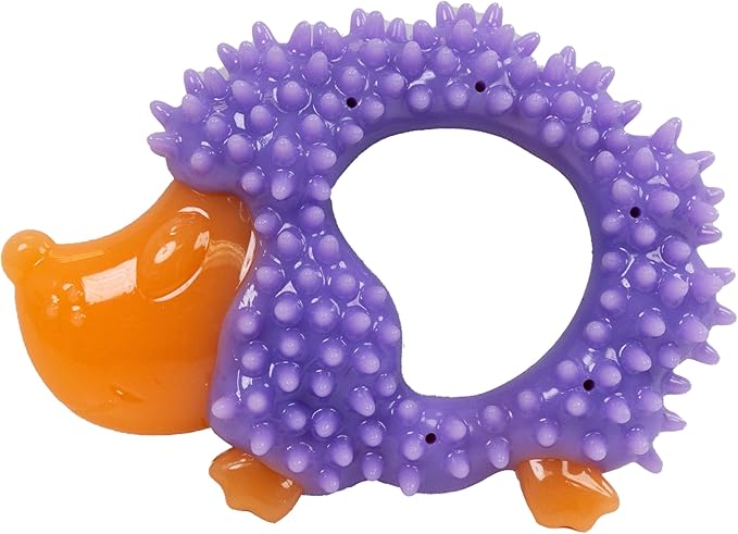 Pupstages Cutie Chewies Hedgehog Dental Dog Chew Toy — Multi-Textured, Massages Gums, Floats & Bounces for Teething Puppies & Small Dogs, 5" x 3.5" x 1"