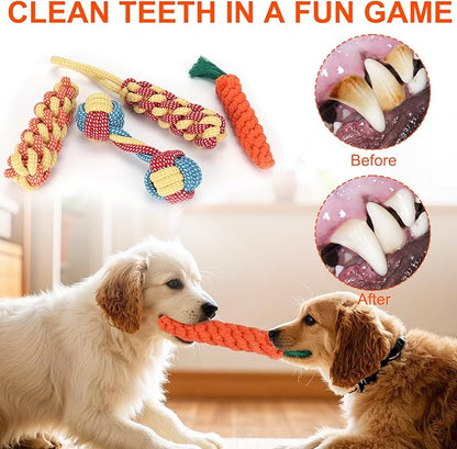 BABORUI 9PCS Easter Dog Toys Set - Interactive Dog Chew Rope Toys & Squeaky Dogs Toys & Dogs Easter Outfit, Dog Easter Toys Gift for Puppy/Small/Medium/Large