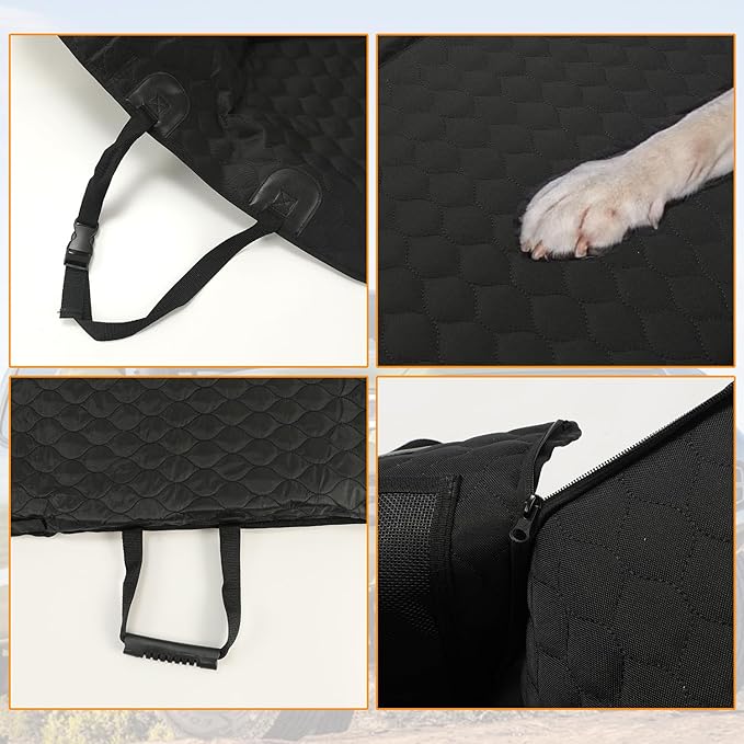 ROCCS Dog Seat Cover for Back Seat with Hard Botton Holds 450lbs,Universal Car Truck Back Seat Extender for Dogs Travle Hammock Bed Waterproof