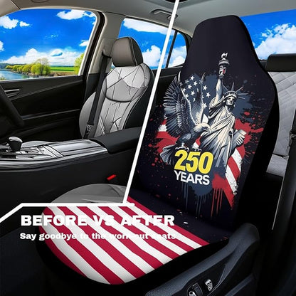 250th Anniversary Car Front Seat Covers Eagle 2 Packs Automotive Front Seat Covers Waterproof Bucket Seat Cover Protective Car Interior Accessory