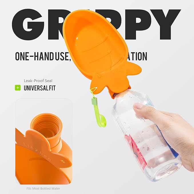 Li & Zhao Portable Dog Water Bottle Dispenser - Leak Proof Portable Water Bowl for Dog Foldable Carrot Water Bowl Travel Silicone Pet Dispenser for Puppy Cats Pets Outdoor Walking, Hiking, Travel
