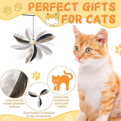 8 Pcs Cat Feather Propeller Refills Propeller Interactive Cat Toy Refills Kittens Toy Feather Replacement Wand Teasers Attachments for Kittens Wand (Lovely)