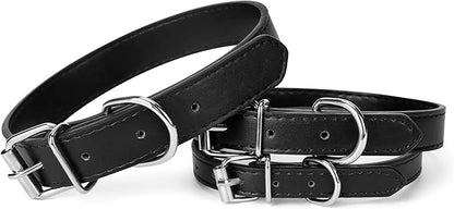 Black Leather Dog Collar for Small,Medium, Large Dog, (Small: Wide :0.55'' for Dog's Neck: 9''~12'', Black)