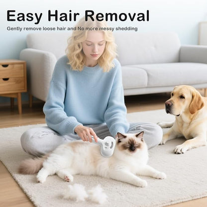 Steam Slicker Brush Pet Shedding Hair-Spray Brushes for Grooming and Desheding, Indoor Detangler for Cats and Dogs,4 in 1, Suitable for Long and Short-Haired, Effectively Removes Loose Fur (White)