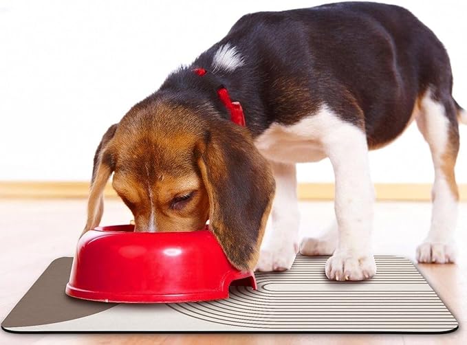Dog Food Mats,Cat Absorbent Water Bowl Feeding Mats Pet Placemats for Food and Water Brown Bohemia 16 * 24 inch