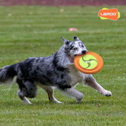 LaRoo Dog Flying Disc, Flying Plate 9.6in Bite Resistant Floating Interactive Tossing Toys, Chew Toy for Training Summer Party Outdoor Playing Puppy Medium Large Dogs Birthday
