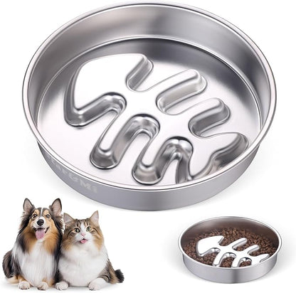 Stainless Steel Slow Feeder Dog Bowls – Non-Slip Metal Dog Bowl for Large & Medium Breeds, Puppy Puzzle Feeder – 2 Cup Capacity for Small to Big Pets – Durable Slow Feed (Fishbone)