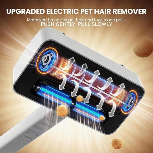 Pet Hair Remover for Carpet, Reusable Pet Hair Remover, 44 Inch Adjustable Handle, Electric Dog Cat Hair Removal Tool for Couch, Carpet
