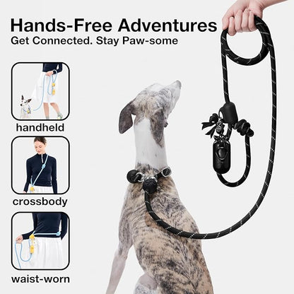 VETRESKA Hands-Free Reflective Dog Leash, 8FT Adjustable Rope Leash for Medium Large Dogs, Waist/Crossbody Slip Lead Leashes for Walking, No Pull Dog Leashes with Bag Dispenser, 2 in 1 Walk Kit (Bow)