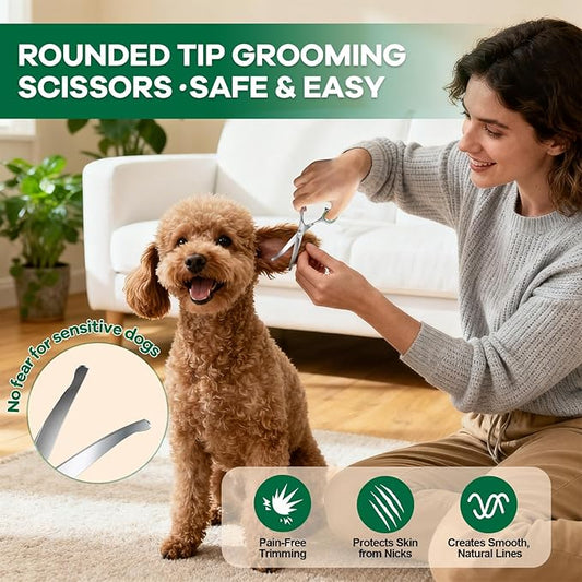 Dog Ear Hair Removal Tool – Easy Ear Plucking Powder for Dogs, Upgraded Dog Ear Powder, Hemostats & Round Tip Scissors for Gentle, Effective Ear Hair Removal (Poodles, Schnauzers & More)