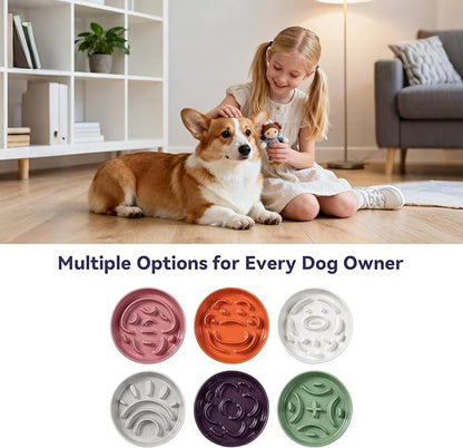 Ceramic Slow Feeder Dog Bowl - Maze Dog Bowl to Slow Down Eating - Feeding Dish for Fast Eaters - Ideal Food Control Dish for Medium to Large Breeds - 8.2 Inch - 1.8 Cups (180g) - Purple