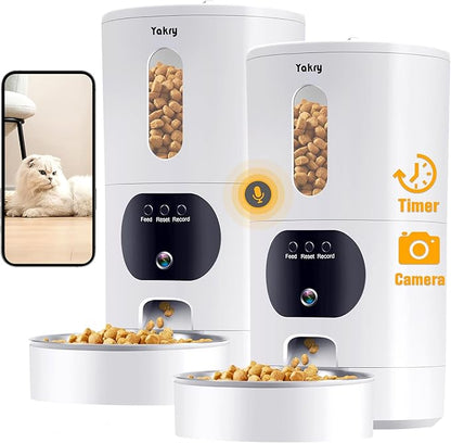 Automatic Cat Feeder Camera for 2-Cats: Easy Setup Timed Smart Dog Feeder WiFi - 2-Way Audio 5G Pet Food Dispenser APP Control for Multi-Cat 2 Pack