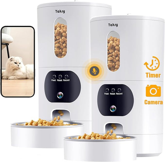Automatic Cat Feeder Camera for 2-Cats: Easy Setup Timed Smart Dog Feeder WiFi - 2-Way Audio 5G Pet Food Dispenser APP Control for Multi-Cat 2 Pack