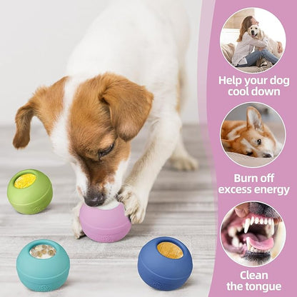 Long-Lasting Interactive Dog Lick Toy, Stuffable Dog Enrichment to Keep Dogs Busy, Wobbly Treat Dispensing Freezable Chew Toys, Food-Grade Safe (Pastel Purple,L)