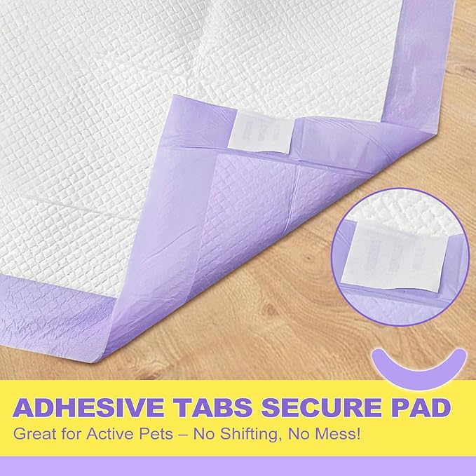 MIZOK Dog Pee Pads 30x36in, Pee Pads for Dogs XL Lavender Scented Odor Eliminating Super Absorbent Up to 10 Cups with 6-Layer Leak-Proof Quick-Dry Purple (40 Counts)