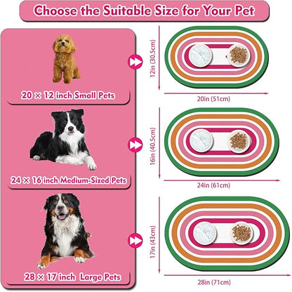 Dog Feeding Mat 24''x16'', Absorbent Pet Food Mat, No Stains Quick Dry Pet Water Mat Protect Floor, Cat Dog Water Bowl Mat for Messy Drinkers, Non-Slip Rubber Base Pet Placemats for Food and Water