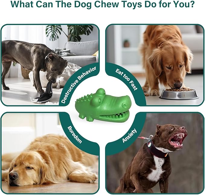Treat Dispensing Dog Toys - Durable Dog Toys for Aggressive Chewers, Nature Rubber Chew Toy for Medium & Large Dogs, Relieve Boredom Separation Anxiety & Clean Teeth, Dishwasher Safe
