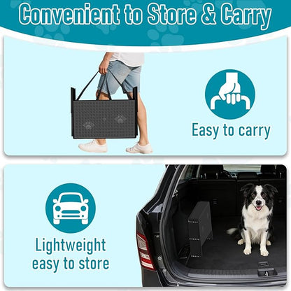 Dog Stairs for car, 6 Steps Foldable Dog Steps for Truck, Upgraded Non-Slip Pet Stairs for lagre Dogs, Metal Pet Stairs for SUV, Truck and Cars