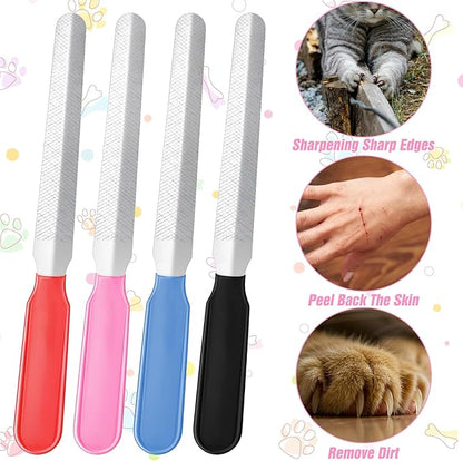 4PCS Small Dog Nail File, Colorful Metal Nail File, Professional Pet Filer Scratcher Set, Durable Nails Grooming Tool for Outdoor & Indoor Dog, Remove Burs for All Toenail Types