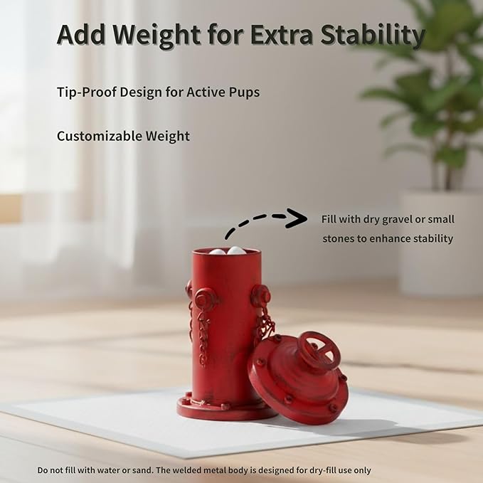 Fire Hydrant for Dogs to Pee On, 7.7" Metal Dog Fake Fire Hydrant Pee Post Red for Indoor Training Outdoor Garden Statue