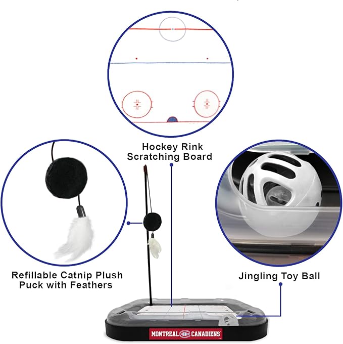Pets First 5-in-1 Montreal Canadiens Cat Scratcher & Toy with Interactive Cat Ball & Bell