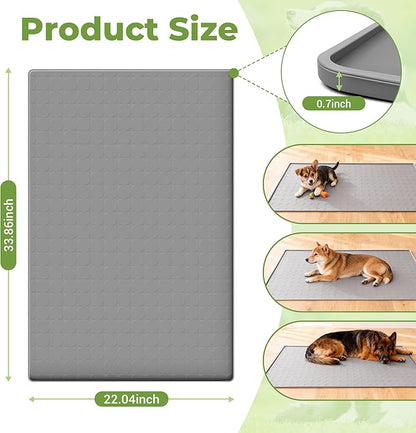 Extra Large 34x22 Inch Silicone Pet Food Mat - Waterproof Dog Mat for Food and Water Bowls, Non-Slip Cat Dog Bowl Mat Protects Floors from Mess, Easy Clean Silicone Mats for Dogs, Ideal Gift for Pets