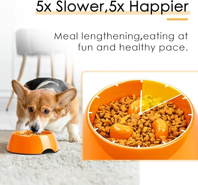 Super Design Slow Feeder Dog Bowl, 1.5 Cup, Non-Slip, Heat-Resistant, Suitable for Medium to Large Dogs