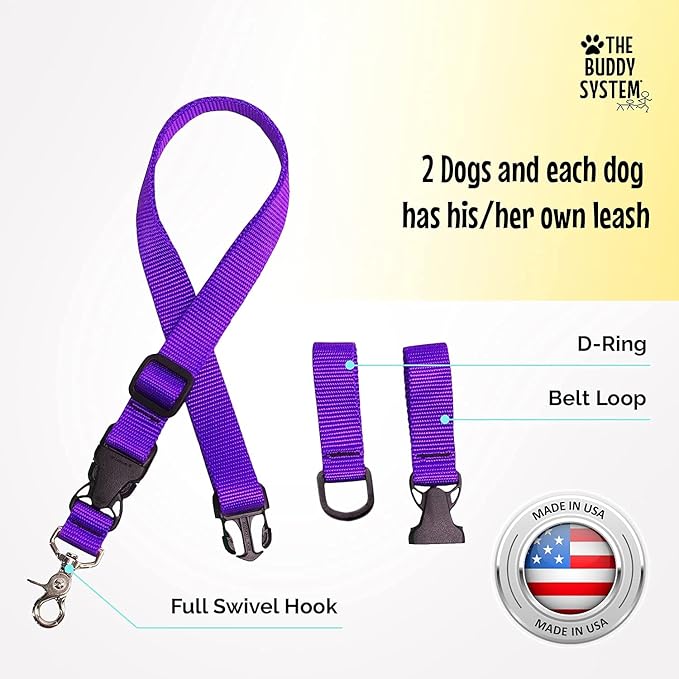The Buddy System Accessories for Our Dog Leashes Made in USA (Extra Buddy, Regular Dog Purple)