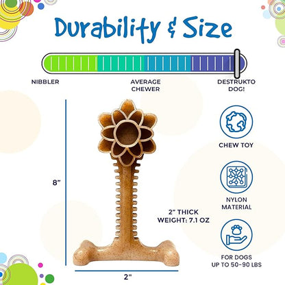 SodaPup Honey Bone Flower Tower – Ultra Durable Dog Chew Toy Made in USA from Non-Toxic, Pet Safe, Food Safe, Nylon Material for Clean Teeth, Fresh Breath, Problem Chewing, Calming Nerves, & More