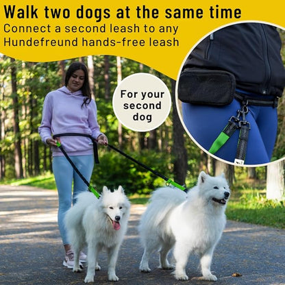 Hundefreund Hands-Free Dog Leash Replacement Bungee (47–67”) – Extension for Medium & Large Dogs – Shock-Absorbing with Dual Handles & Reflective Stitching (Green)