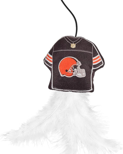 NFL Cleveland Browns Team Jersey Wand with CAT NIP, Cat Toy Jersey Shaped Plush Teaser Toy for Cats & Kittens - Interactive Pet Toy for Play & Exercise