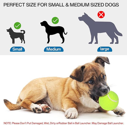 Automatic Ball Launcher for Dogs with 6pcs 2.3 Inch Etpu Tennis Balls,Thrower Distance 20-45ft,interacive Dog Toys for Indoor/Outdoor for Small Or Medium Dogs (White) (Green)