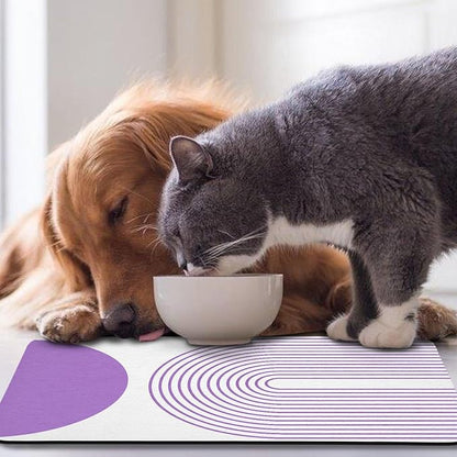 Dog Food Mats,Cat Absorbent Water Bowl Feeding Mats Pet Placemats for Food and Water Purple Bohemia 17 * 30 inch