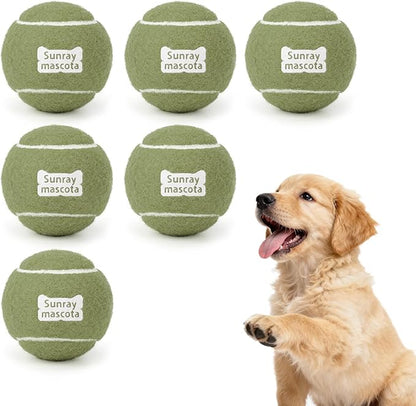 2.5" Dog Tennis Balls 6-Pack Silent Bounce, Tough Rubber Core, Durable Fetch & Training Toys for Indoor/Outdoor Play, for Small Medium Large Dogs (Misty Green, 6 Pack)