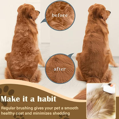 2-in-1 Pet Self-Detangling & Grooming Comb - Professional Deshedding Tool for Dogs & Cats - Gentle Undercoat Rake & Brush for Long or Short Hair, Removes Mats, Tangles & Loose Fur (1 PCS)