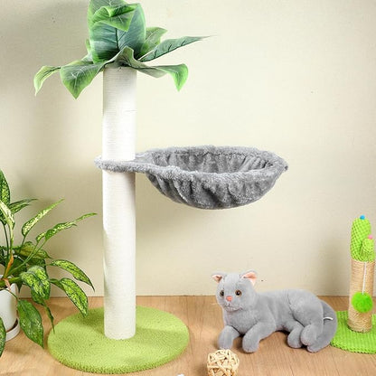 Garneck Cat Tree Hammock Attachment for Large Kitty 16.9 x 12.8 Inch, Deep Kitty Basket Bed Replacement Parts Soft Faux Fur Hanging Car Bed for Tower, Wall Mounted or Cage, Gray