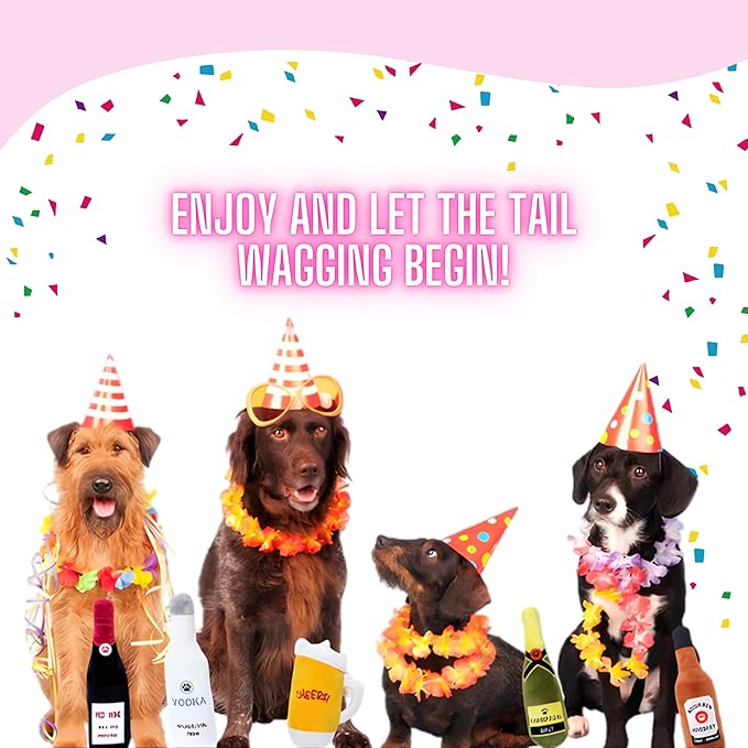 Glow Pups Dog Beer Toy, Plush Squeaky Beer Mug Dog Toy Dogs, Fun Alcohol Pet Toys, Engaging and Interactive, Machine Washable, Multicolor Plush