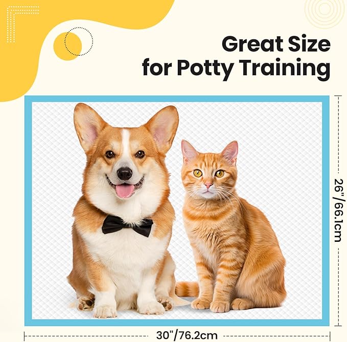 Extra Large Puppy Pads 50 Count | 30x26 Inch XL Potty Pads for Dogs | Super Absorbent Disposable Dog Pads Heavy Duty | Piddle Pads for Pet Training