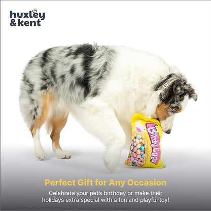 Huxley & Kent Funny Dog Toy w/Squeaker – Power Plush Squeaky Dog Toys for Small, Medium & Large Dogs – Soft Stuffed Animal for Indoor Play & Fetch - Birdy Eggs, Small