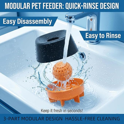 Interactive Slow Feeder Bowl for Dogs and Cats, Licking Bowl with Ball for Liquid Treats Wet Food, Food-Safe Silicone Pet Bowl, Easy Clean Dishwasher Safe, Perfect for Puppies Senior Dogs