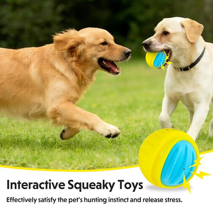 LaRoo Indestructible Squeaky Dog Ball, 3" TPR Rubber Chew Toy for Small/Medium Dogs, Floatable Teeth Cleaning Toy with Textured Grip, BPA-Free Non-Toxic for Indoor/Outdoor Fetch & Water Play (Blue)