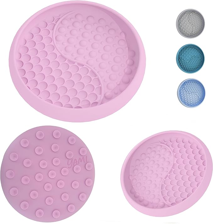 YAMI Bowl Lick Mat for Dogs & Cats, Slow Feeder Bowls, Cat Slow Feeder, Dog Enrichment Toys with Suction Cup for Anxiety Relief, Food-Grade Silicone, Dishwasher Fit, for All Breed (Light Pink)