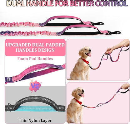 Philorn Hands Free Dog Leash for Dogs with Pouch, Adjustable Waist Leash for Medium Large Dogs Walking, Running, Jogging, Hiking, Dual Handles and Durable Bungee