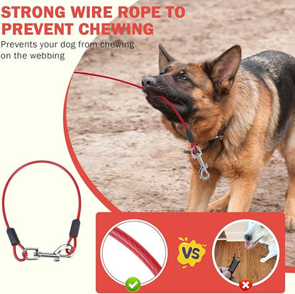 SCENEREAL Retractable Dog Leash for Small Medium Large Dogs up to 110lbs, 26ft 360° Tangle-Free Nylon Tape with Anti-Chewing Wire Rope&Waste Bag Dispenser, Heavy Duty Long Durable One-Handed Brake