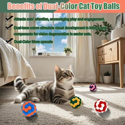 Cat Balls, 2 Inches Soft Fuzzy Balls, 6-Pack Large Ball Toys for Cat Kitten